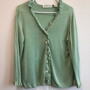 Orvis long sleeve women’s cardigan size M green